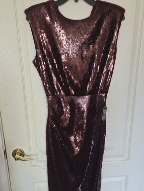 Express Sleeveless Sequin Midi Dress in Burgundy